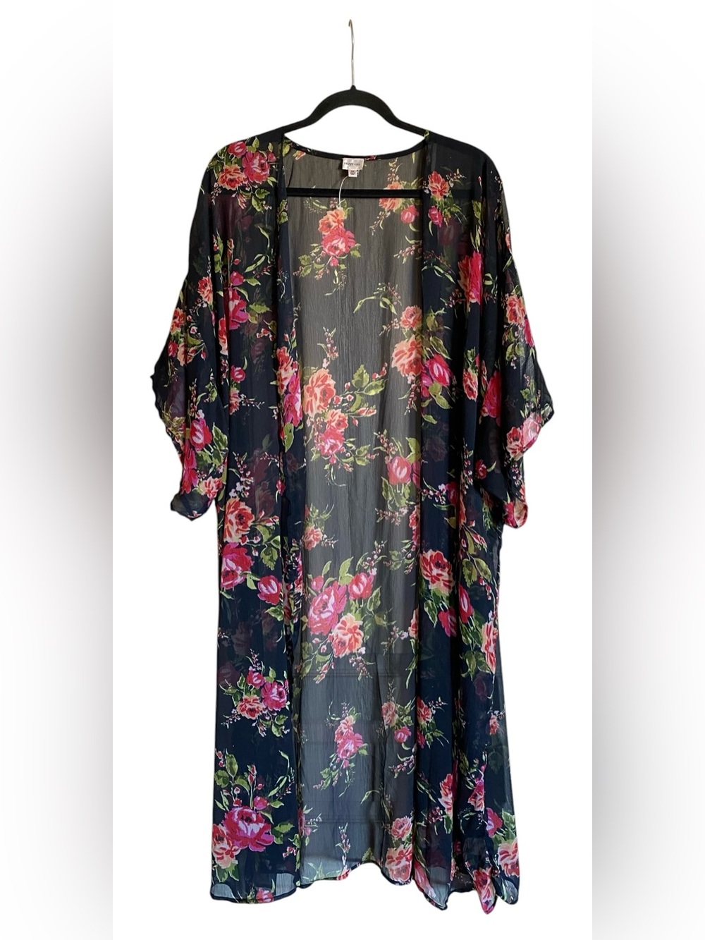 Women’s DIZZY GAL Floral Chiffon Long Kimono Size 3X